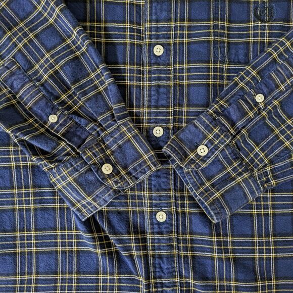 Chaps Men's Cotton Oxford Shirt Size L Blue Plaid Button Down Long Sleeve - Picture 4 of 11